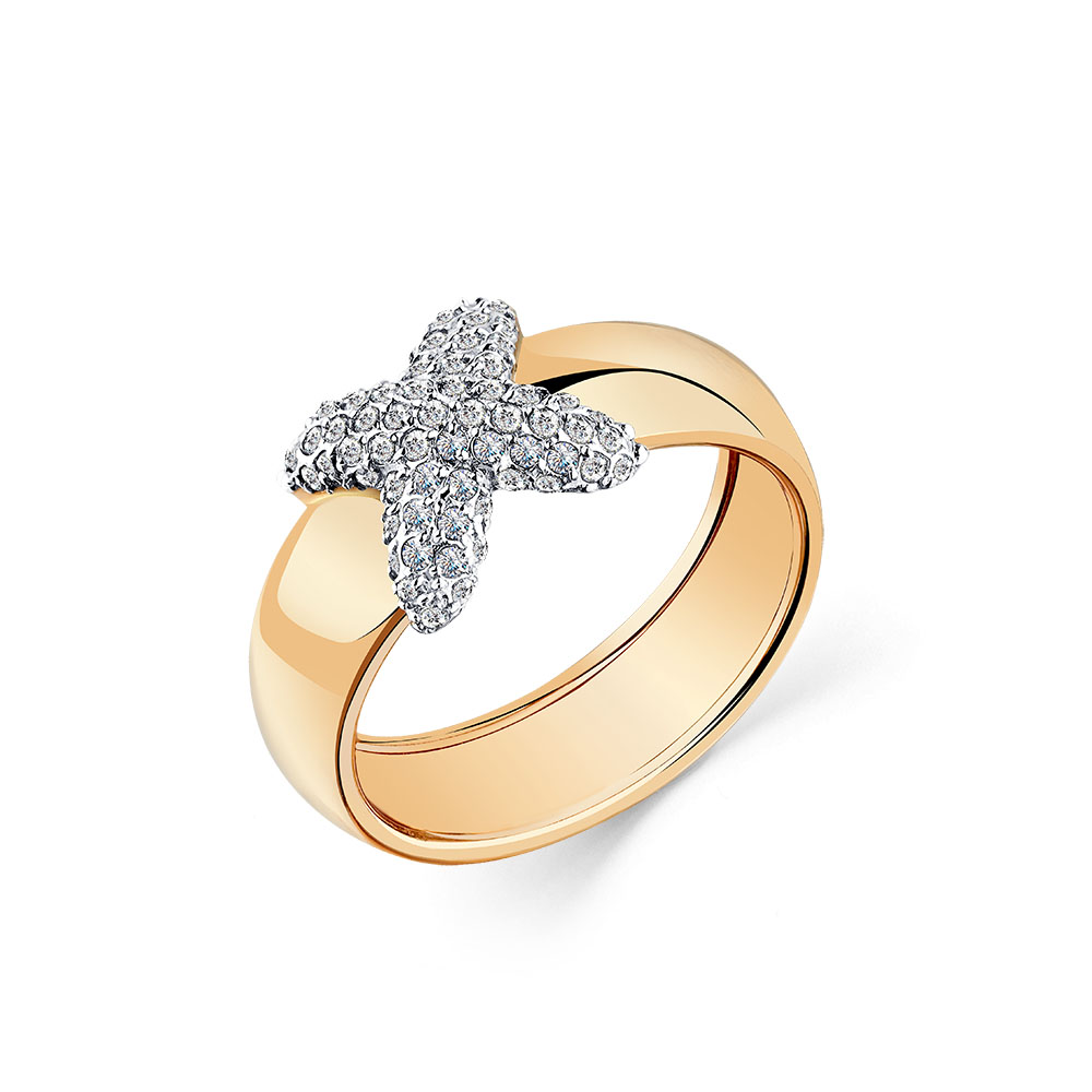 Inel din aur roșu cu pietre Cubic Zirconia Incolor