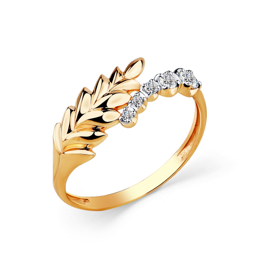 Inel din aur roșu cu pietre Cubic Zirconia Incolor