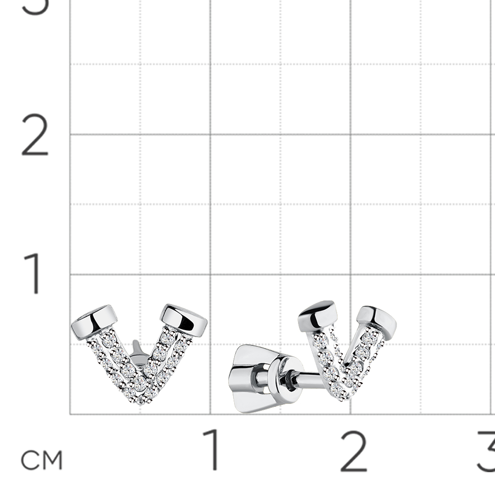 Cercei Pusete din aur alb cu pietre Cubic Zirconia Incolor