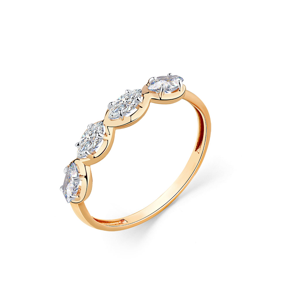 Inel din aur roșu cu pietre Cubic Zirconia Incolor