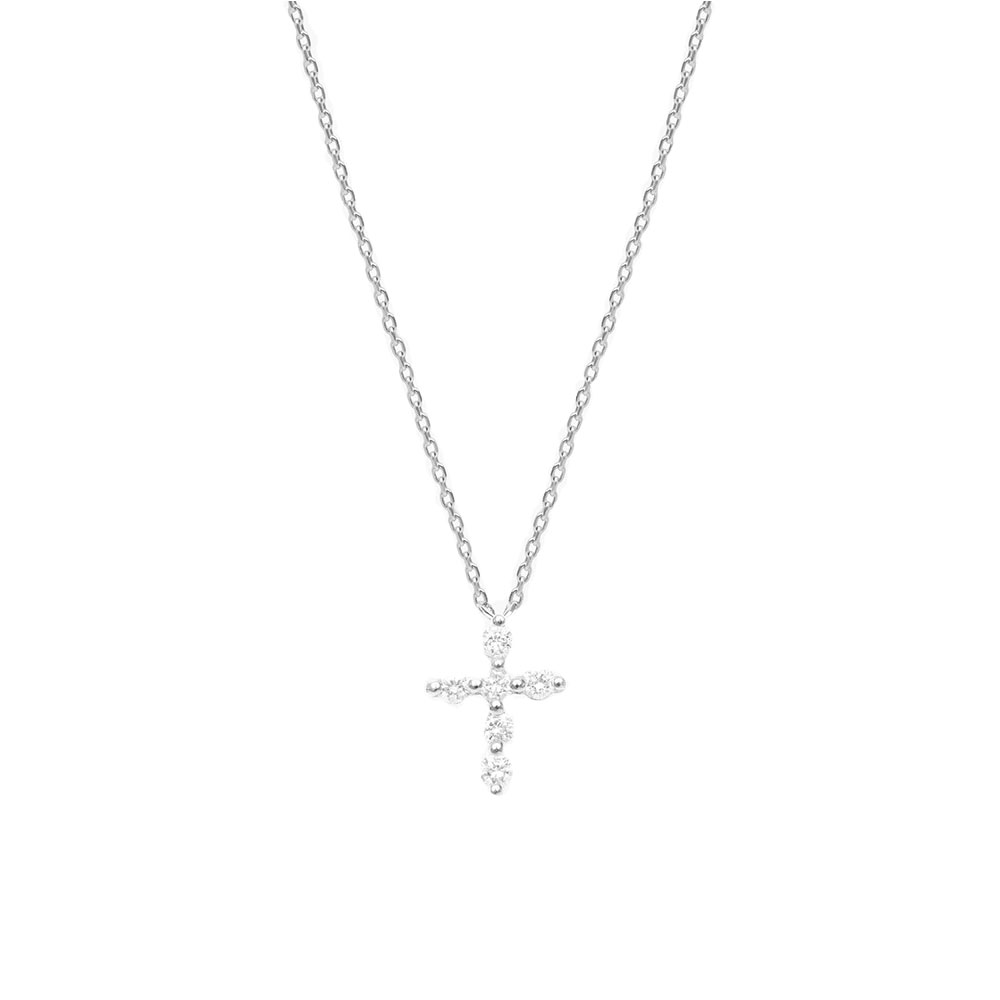 Colier din aur alb cu pietre Diamant