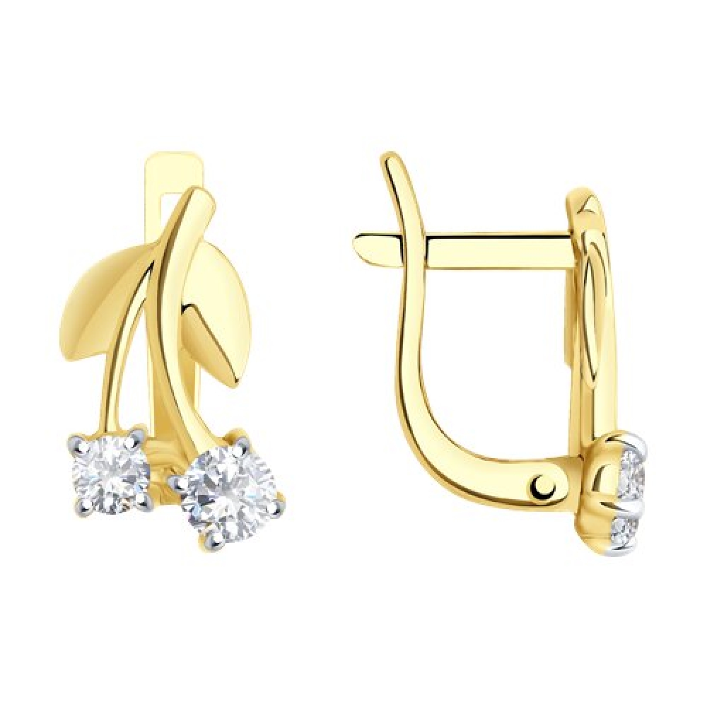 Cercei p-u copii din aur galben cu pietre Cubic Zirconia Incolor