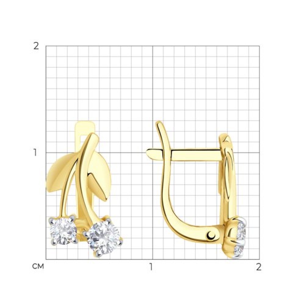 Cercei p-u copii din aur galben cu pietre Cubic Zirconia Incolor