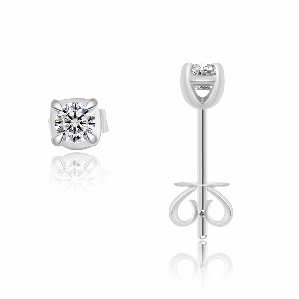 Cercei Pusete din aur alb cu pietre Diamant