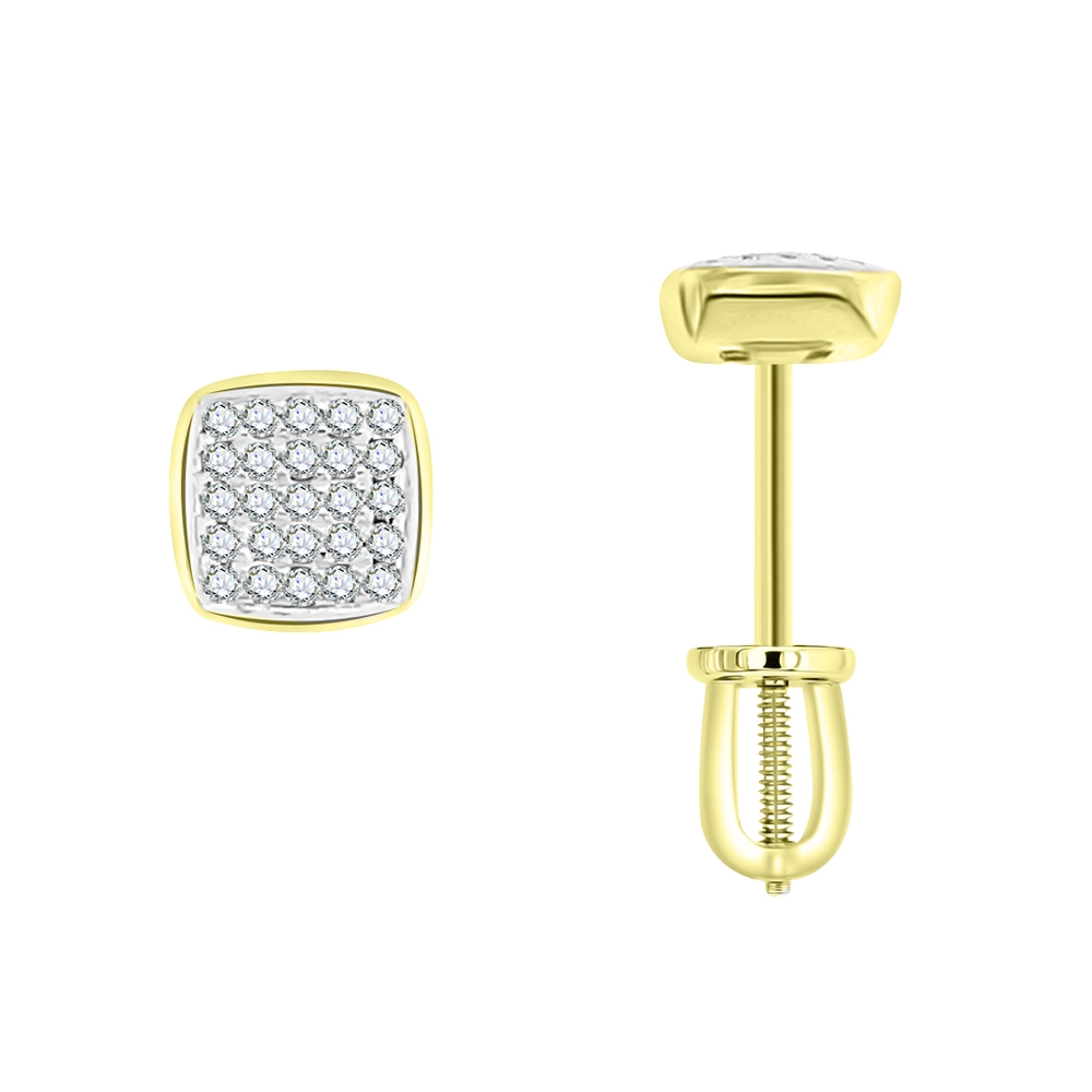 Cercei Pusete din aur galben cu pietre Diamant