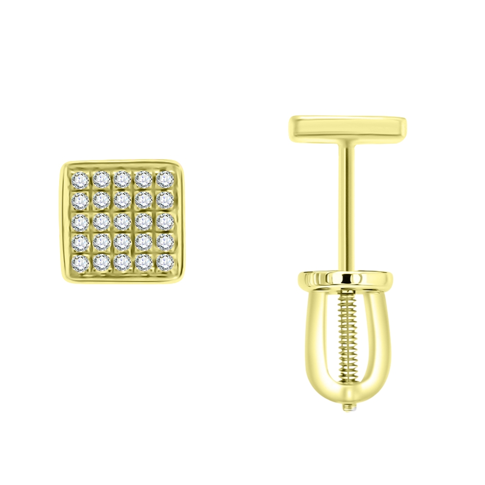 Cercei Pusete din aur galben cu pietre Diamant