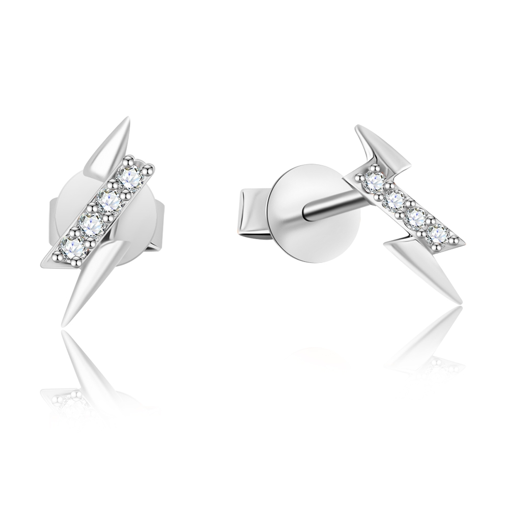 Cercei Pusete din aur alb cu pietre Diamant