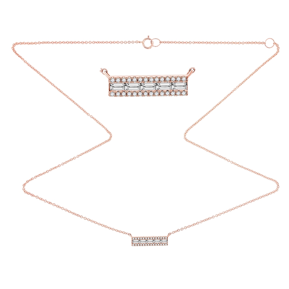 Colier din aur roz cu pietre Diamant