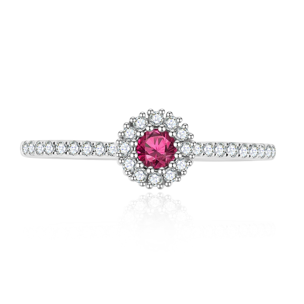 Inel din aur alb cu pietre Diamant, Rubin