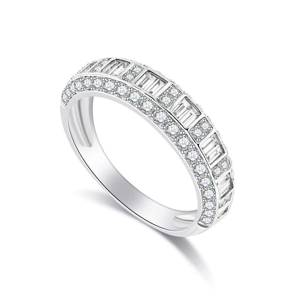 Inel din aur alb cu pietre Diamant
