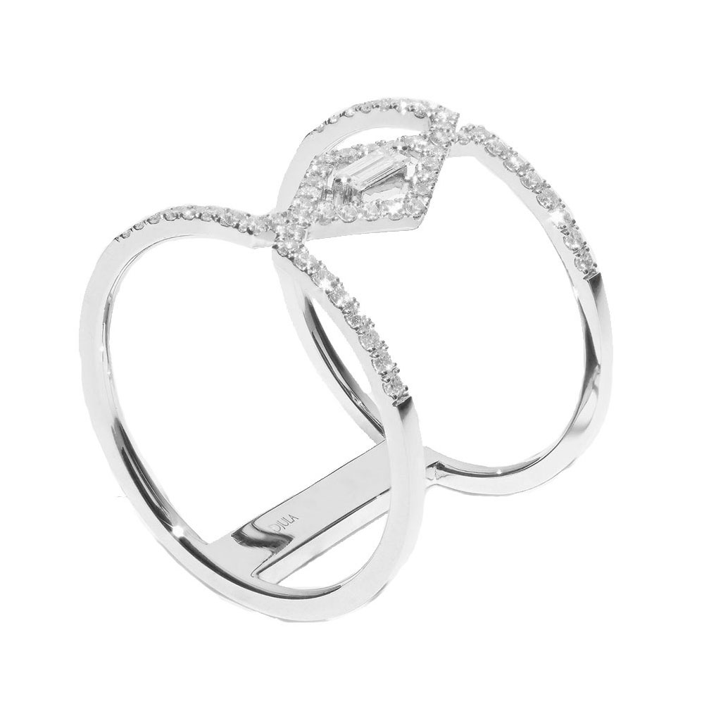 Inel din aur alb cu pietre Diamant