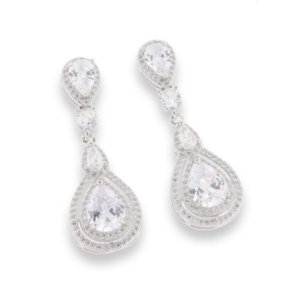 Cercei Pusete din argint  cu pietre Cubic Zirconia Incolor