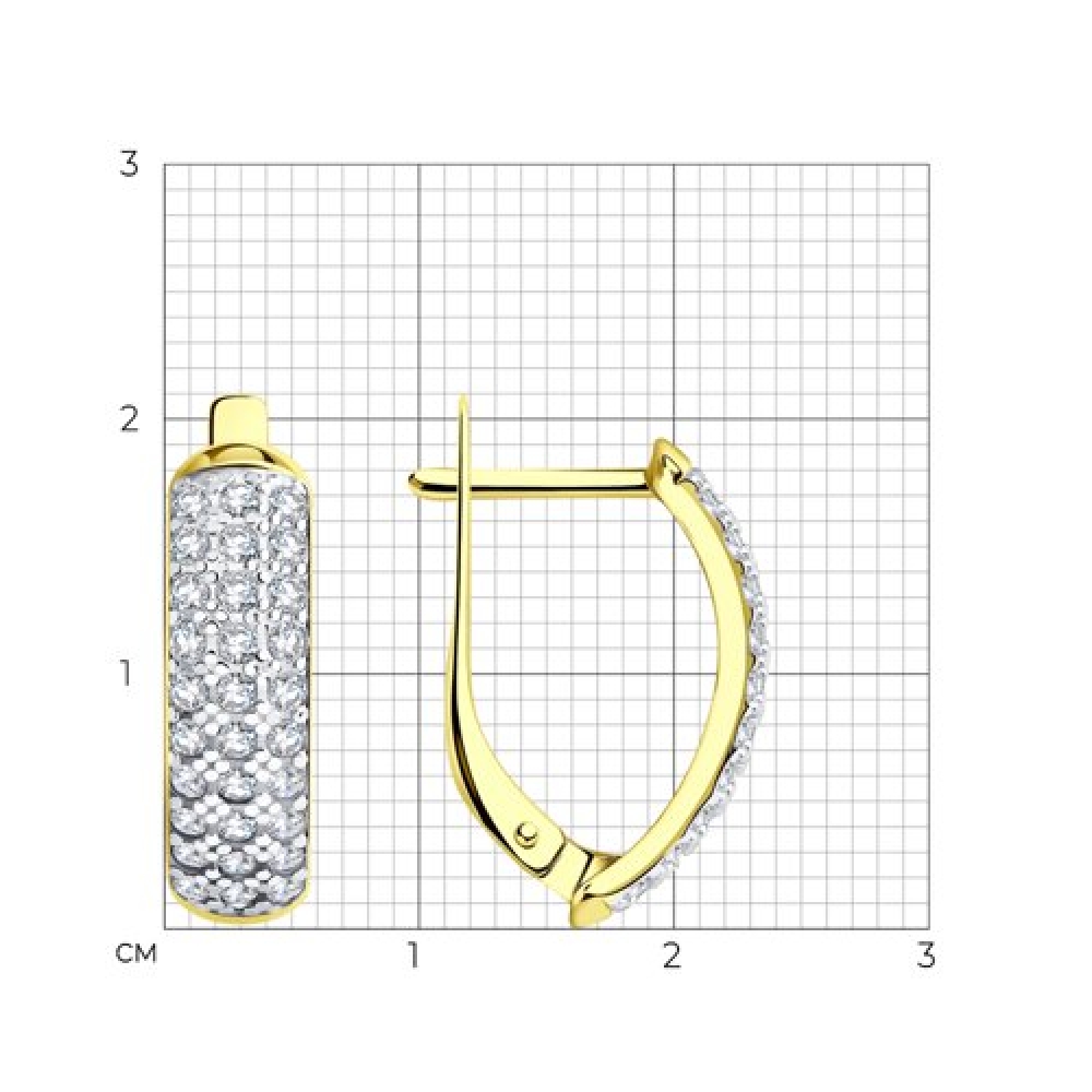 Cercei din aur galben cu pietre Cubic Zirconia Incolor