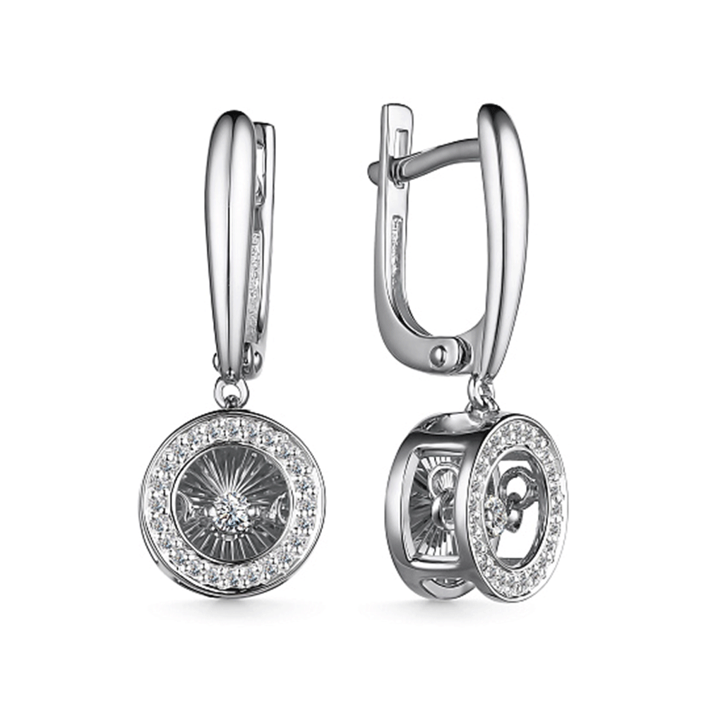 Cercei Suspendați din aur alb cu pietre Diamant