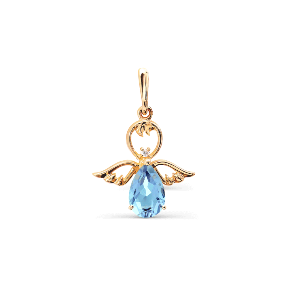 Pandantiv din aur roșu cu pietre Cubic Zirconia Incolor, Topaz