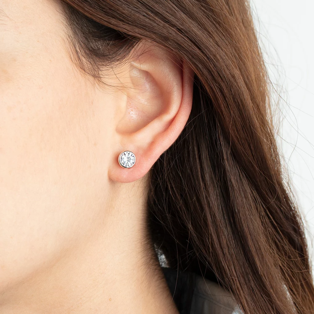 Cercei din argint  cu pietre Cubic Zirconia Incolor
