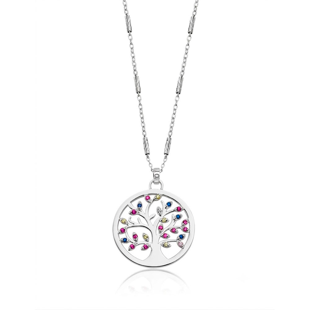 Colier din argint cu Cubic Zirconia Multicoloră