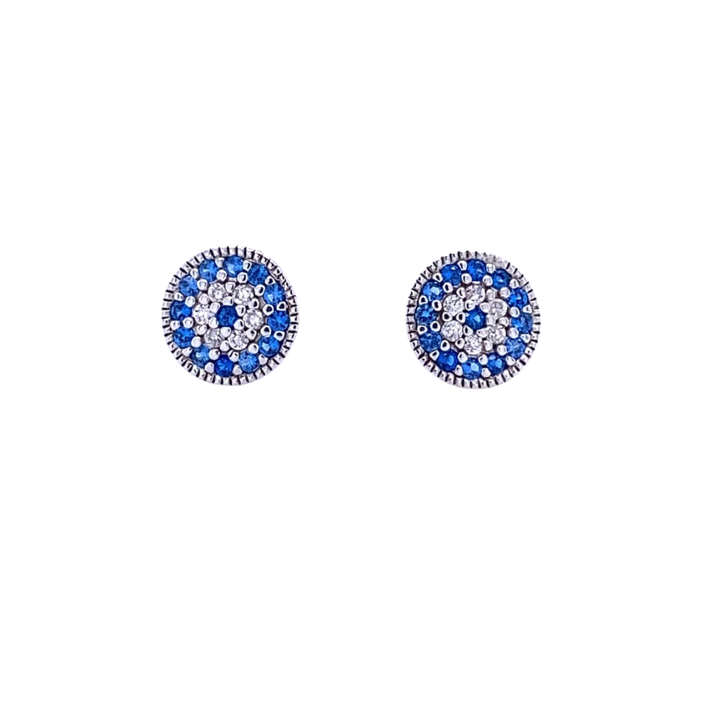 Cercei din argint  cu pietre Cubic Zirconia Incolor, Cubic Zirconia Albastru