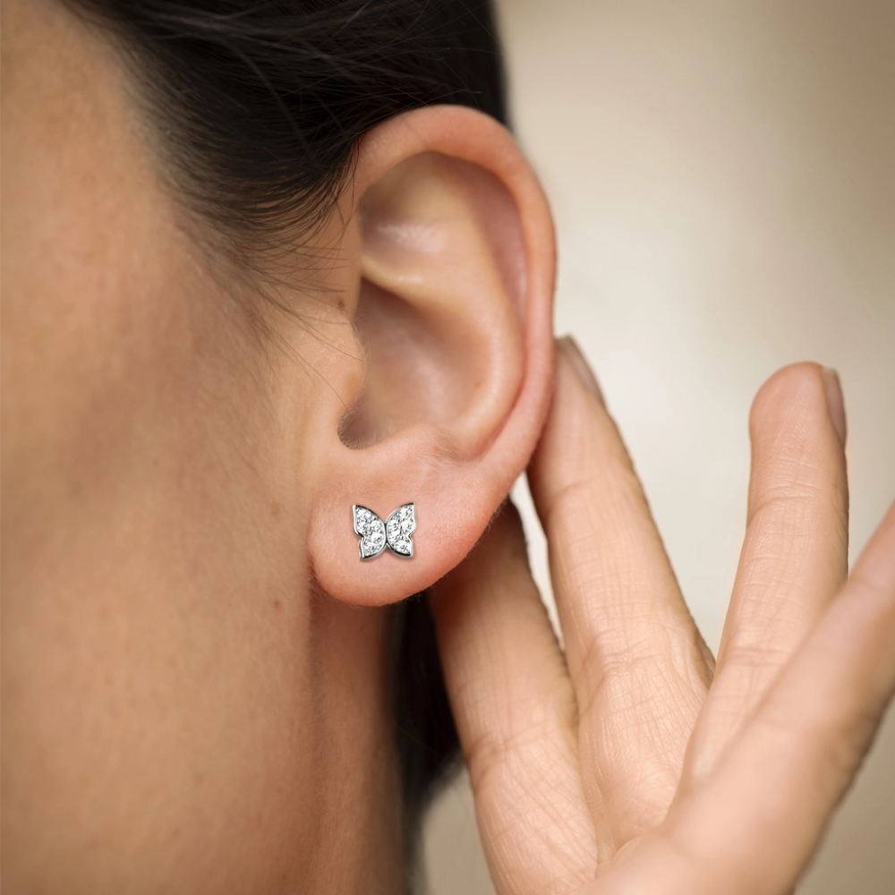 Cercei din argint  cu pietre Cubic Zirconia Incolor