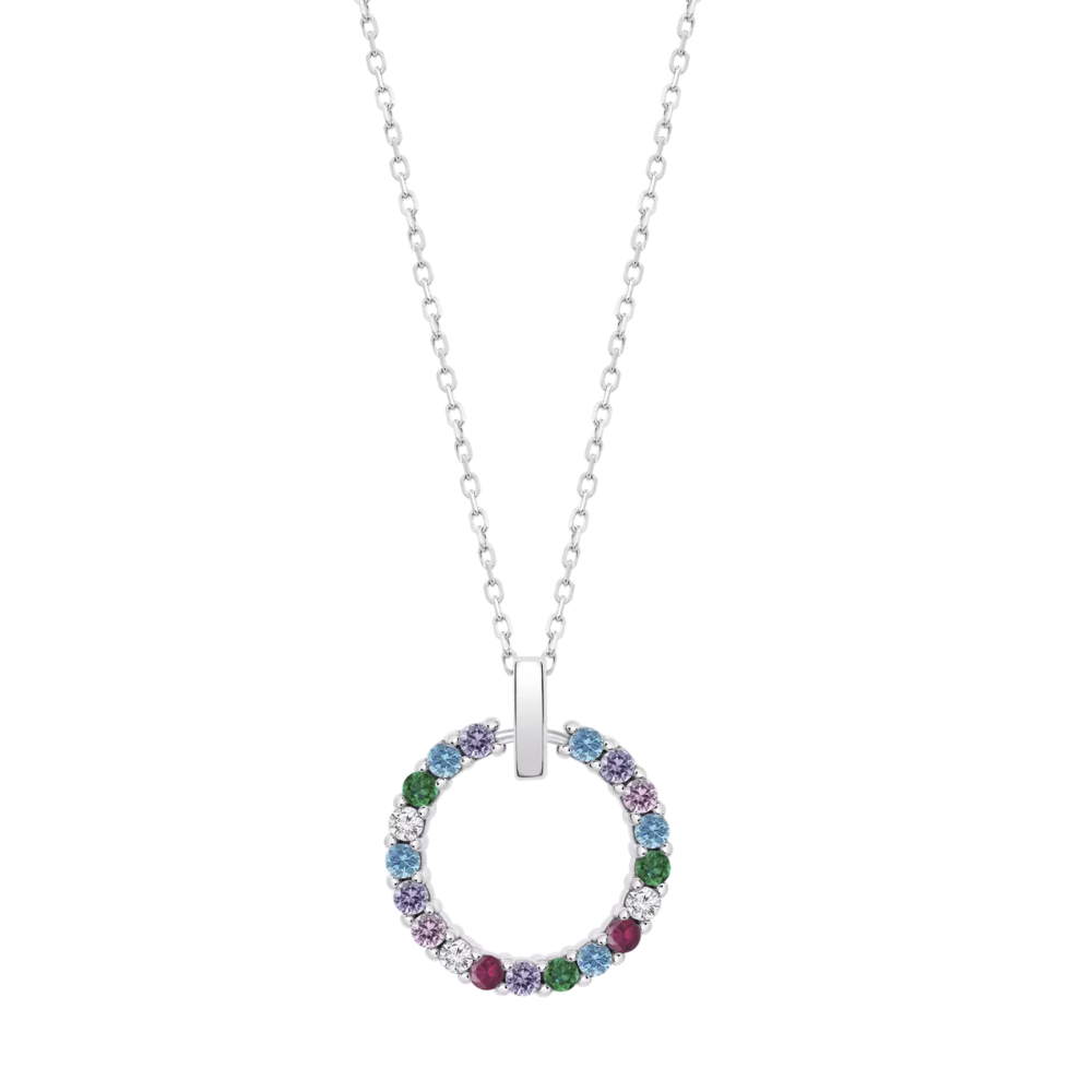 Colier din argint  cu pietre Cubic Zirconia Multicoloră