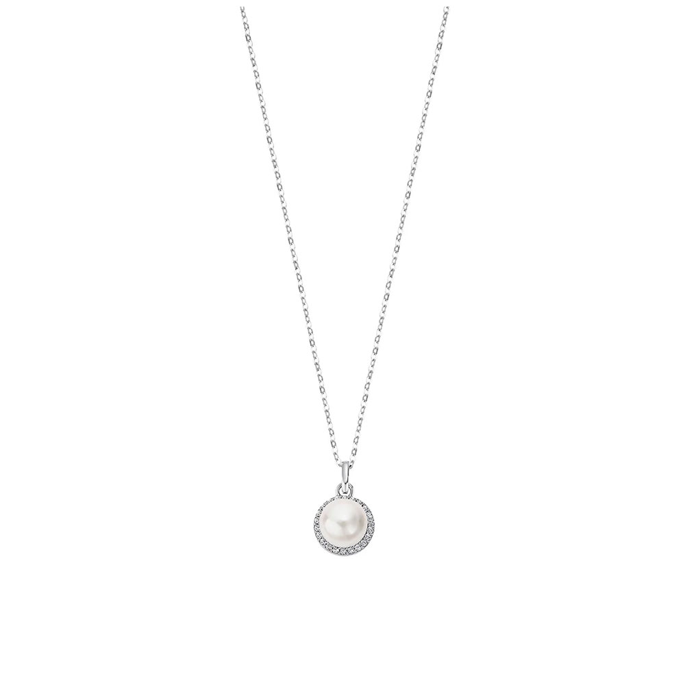 Colier din argint cu Cubic Zirconia Incolor, Perla Albă