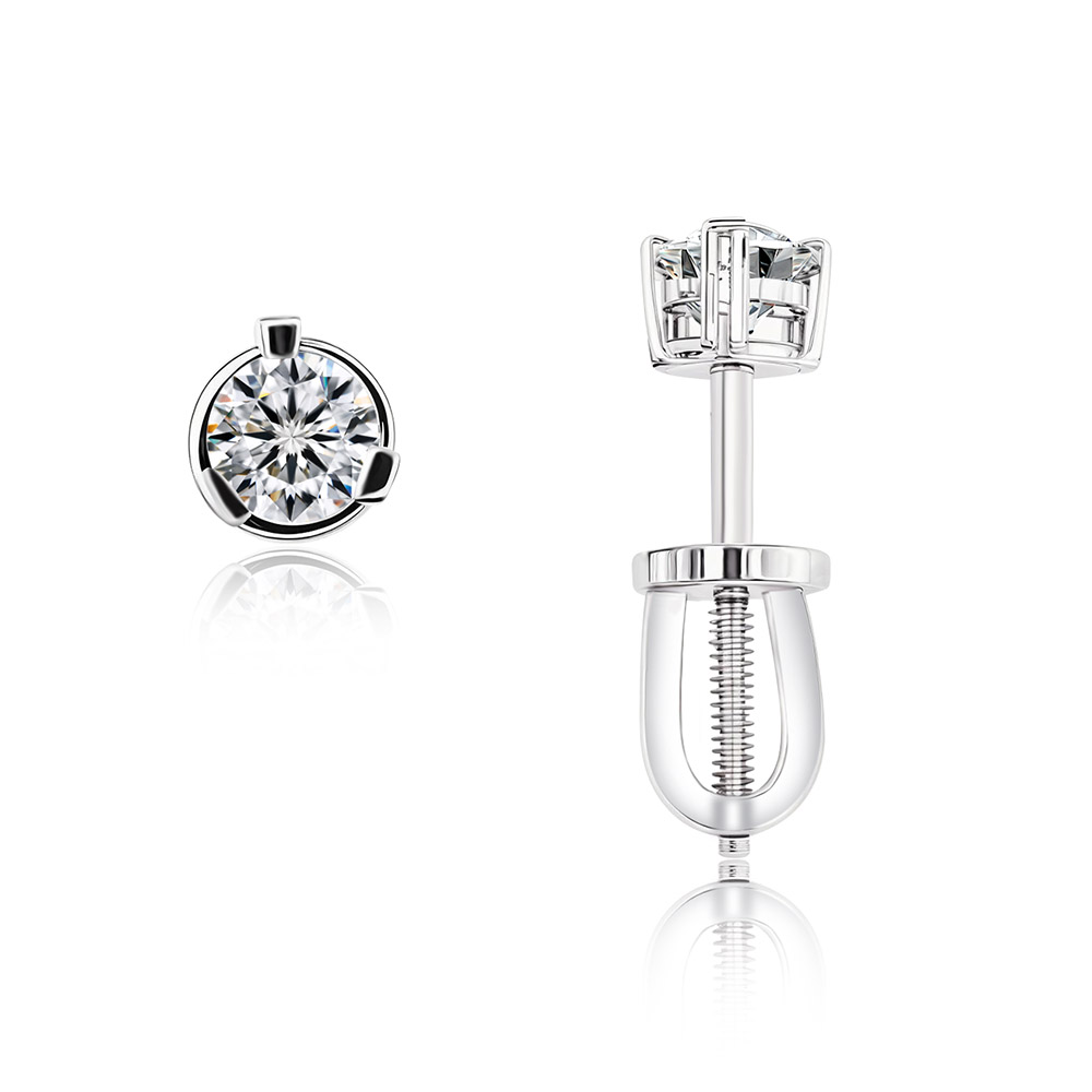Cercei Pusete din aur alb cu pietre Diamant