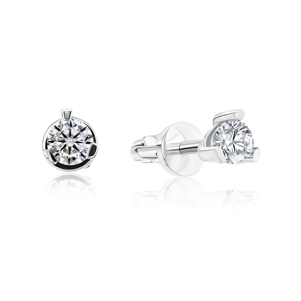 Cercei Pusete din aur alb cu pietre Diamant