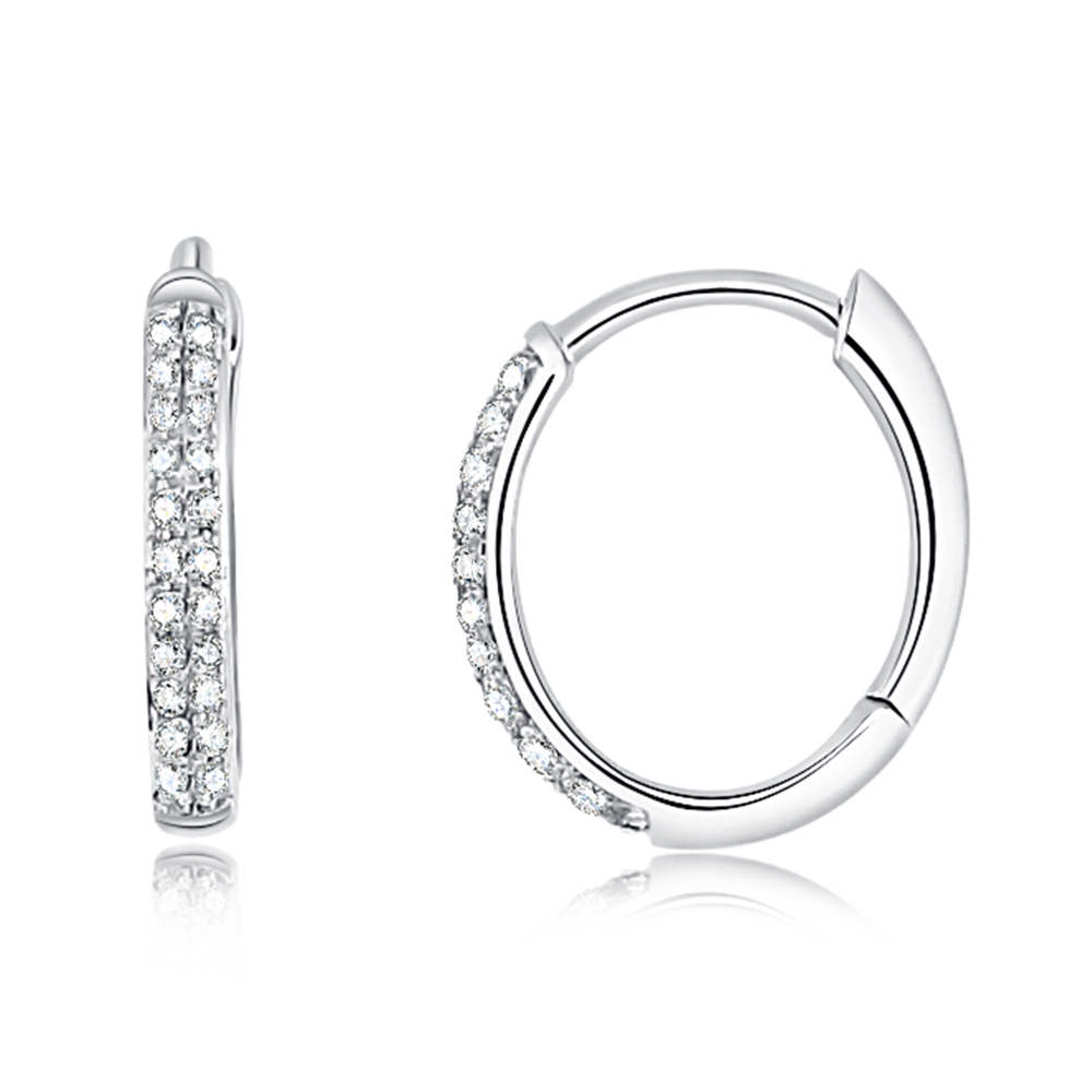 Cercei din aur alb cu pietre Diamant