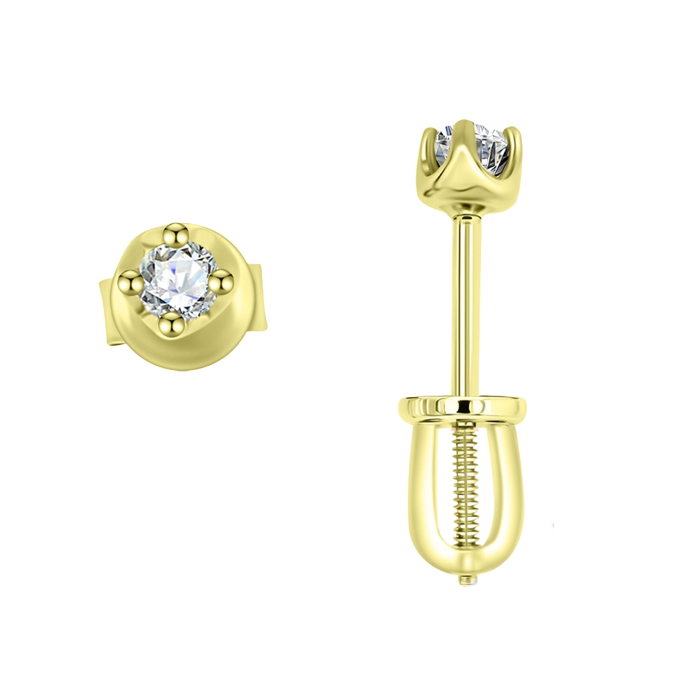 Cercei Pusete din aur galben cu pietre Diamant