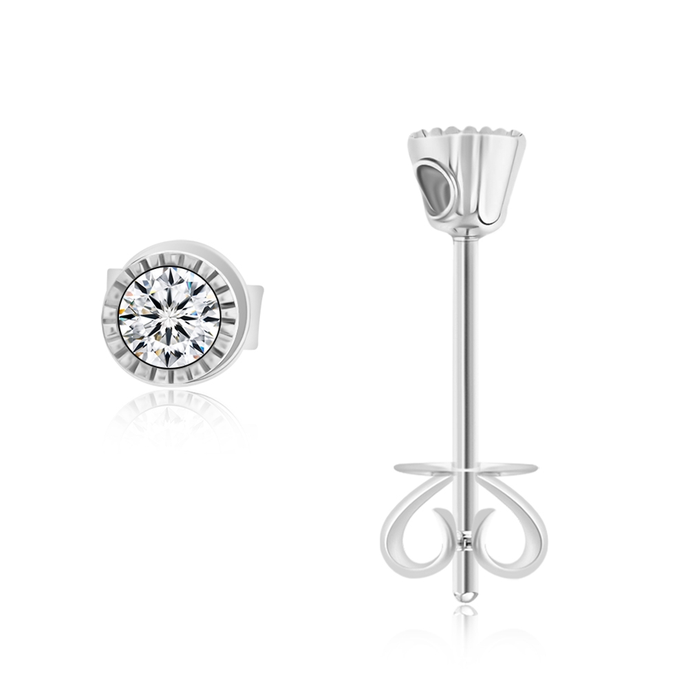 Cercei Pusete din aur alb cu pietre Diamant