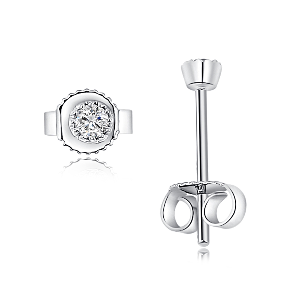 Cercei Pusete din aur alb cu pietre Diamant