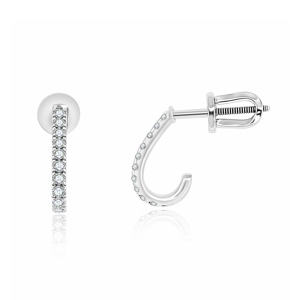 Cercei Pusete din aur alb cu pietre Diamant
