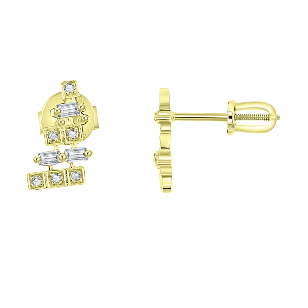 Cercei Pusete din aur galben cu pietre Diamant