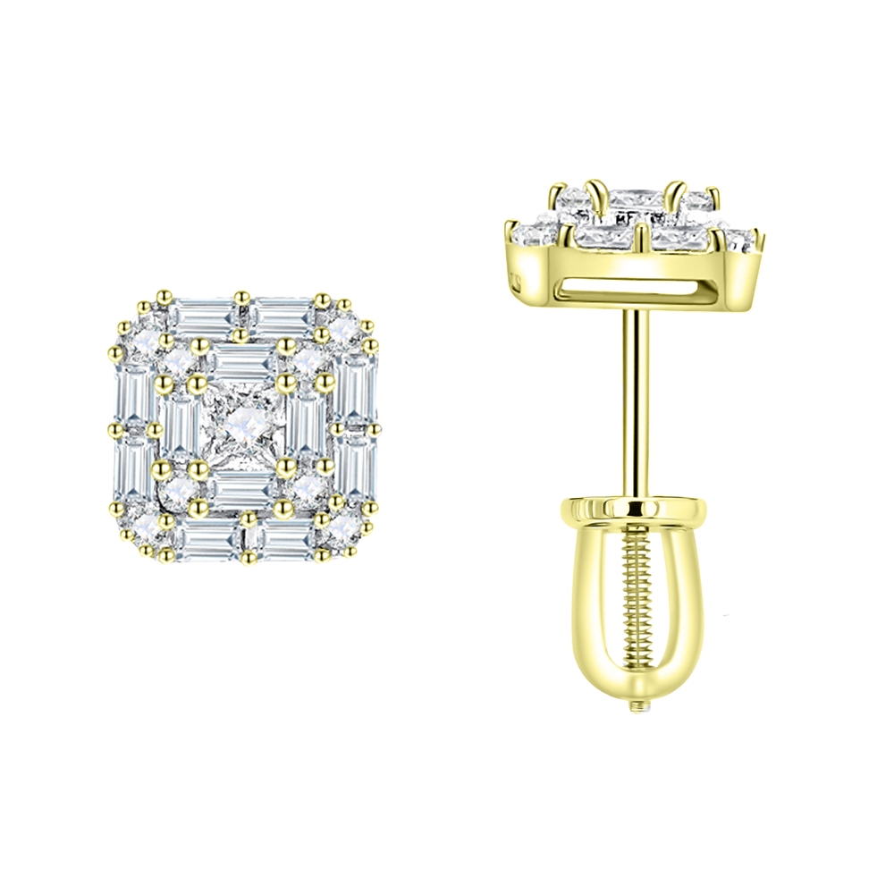 Cercei Pusete din aur galben cu pietre Diamant