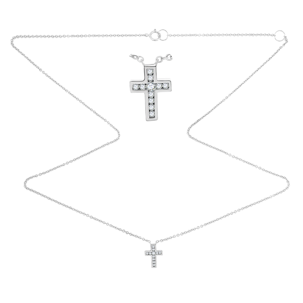 Colier din aur alb cu pietre Diamant