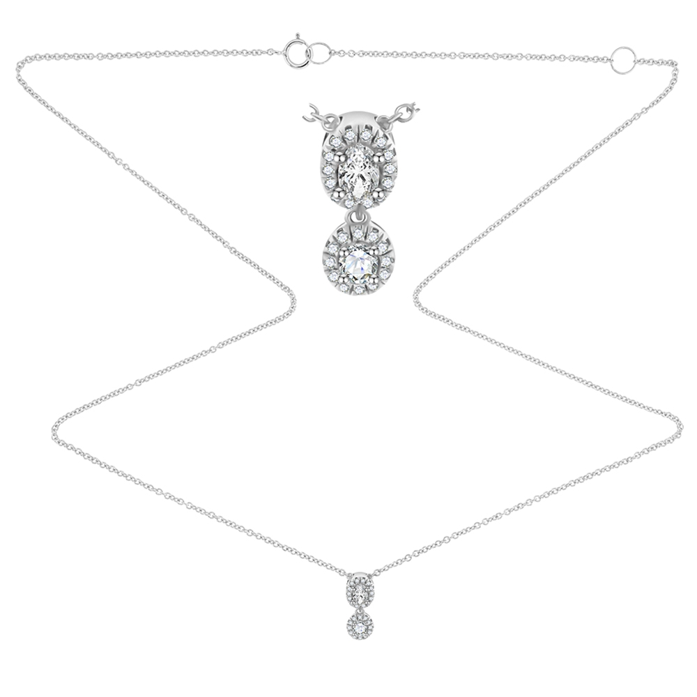 Colier din aur alb cu pietre Diamant