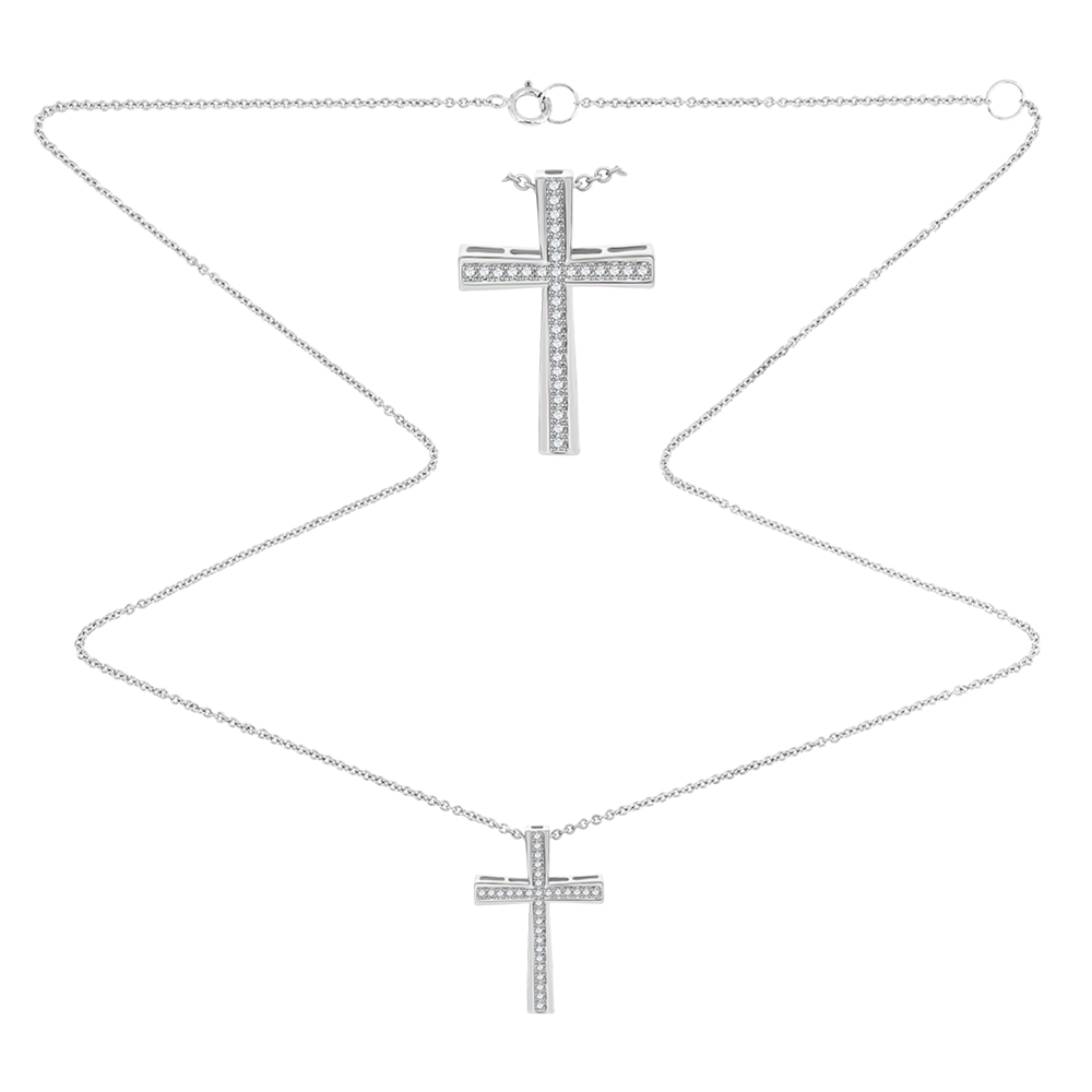 Colier din aur alb cu pietre Diamant