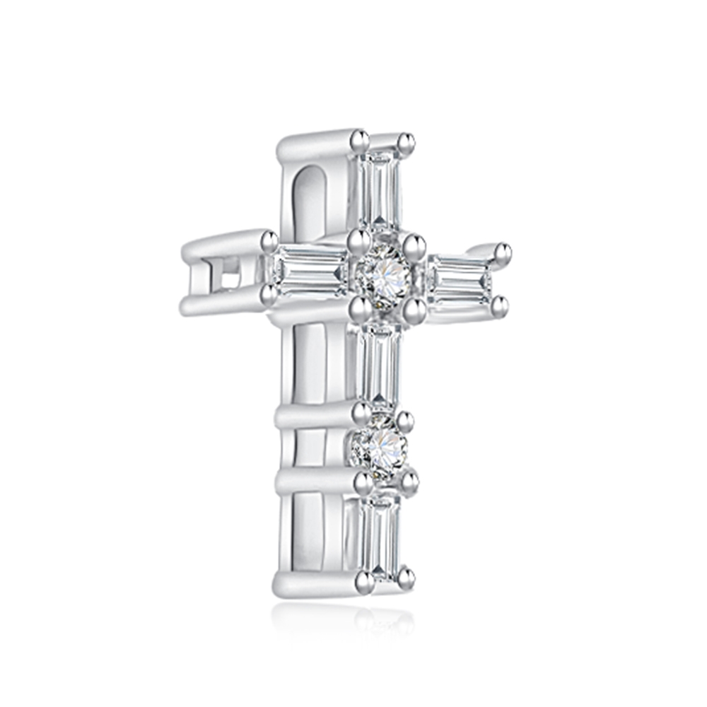 Pandantiv din aur alb cu pietre Diamant