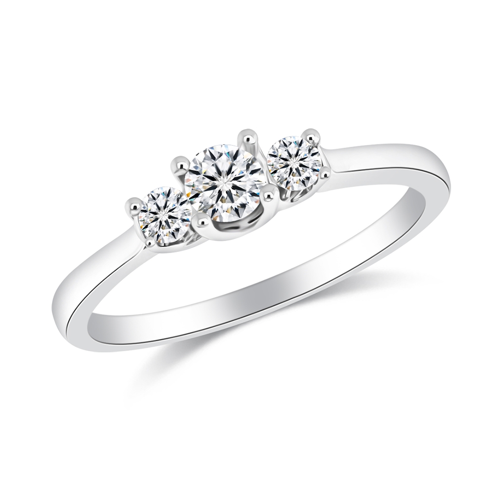 Inel din aur alb cu pietre Diamant