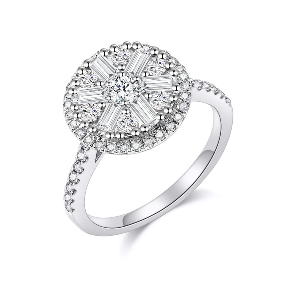 Inel din aur alb cu pietre Diamant