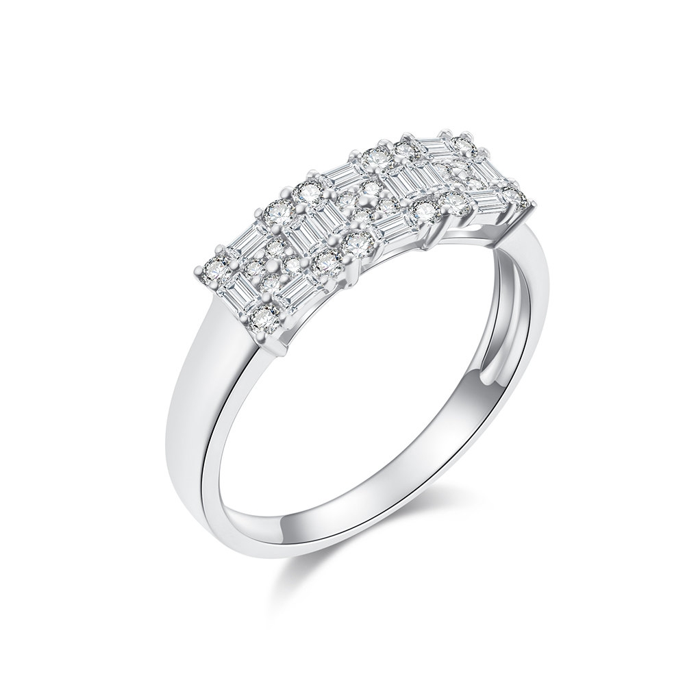 Inel din aur alb cu pietre Diamant
