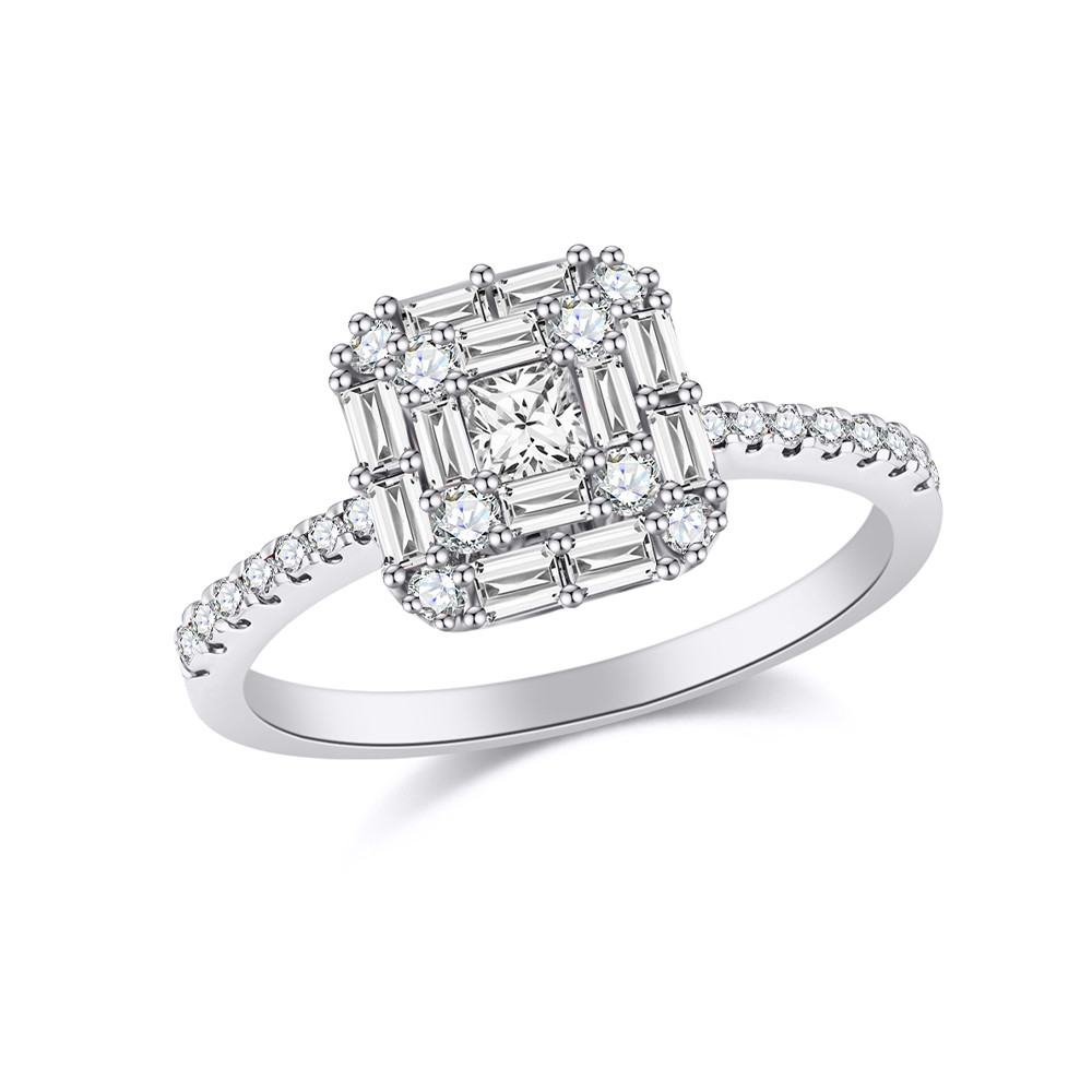 Inel din aur alb cu pietre Diamant