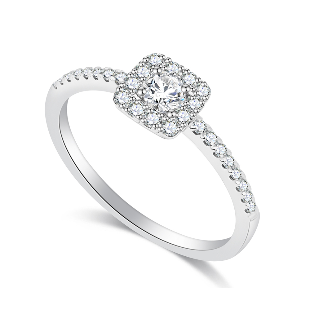 Inel din aur alb cu pietre Diamant