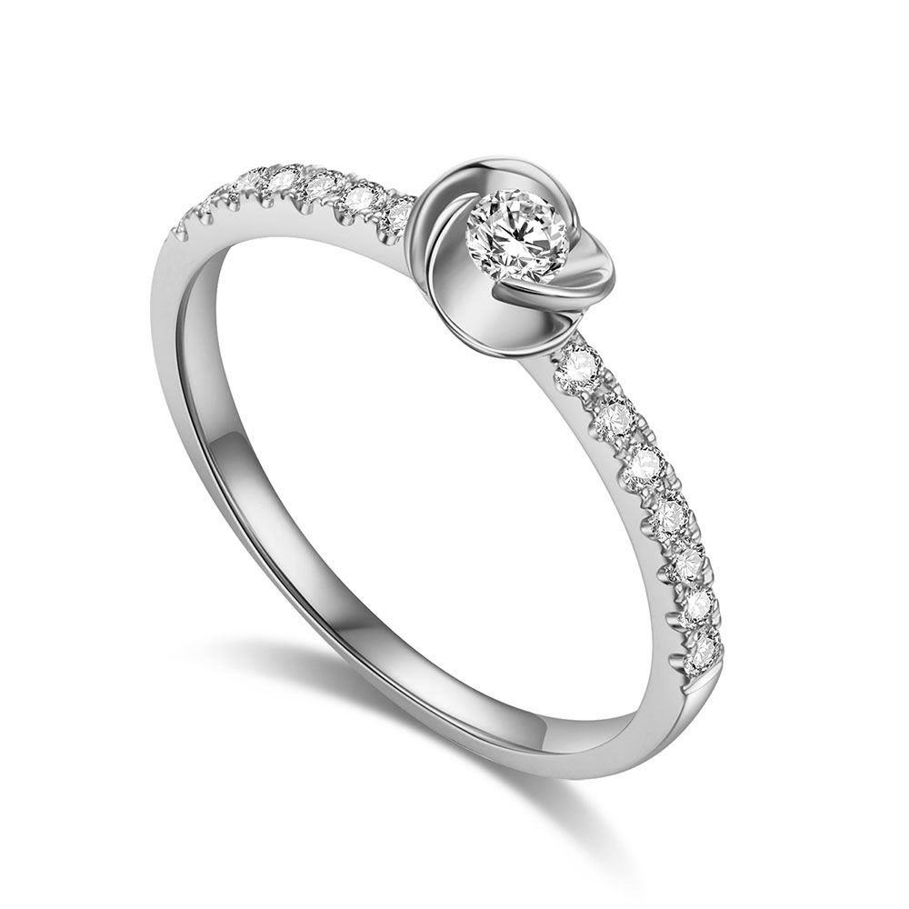 Inel din aur alb cu pietre Diamant