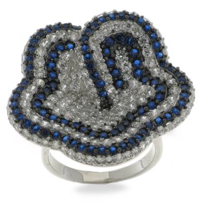 Inel din argint  cu pietre Cubic Zirconia Incolor, Cubic Zirconia Albastru