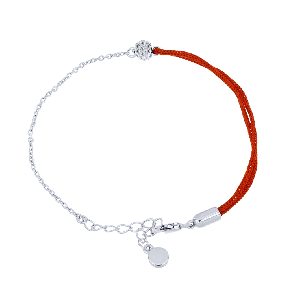 Brățară din argint  cu pietre Cubic Zirconia Incolor, Textil