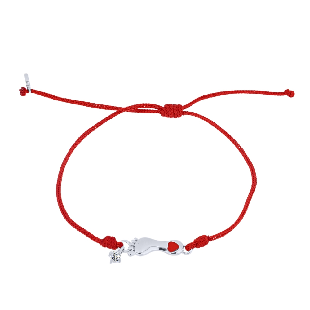 Brățară din argint  cu pietre Cubic Zirconia Incolor, Textil