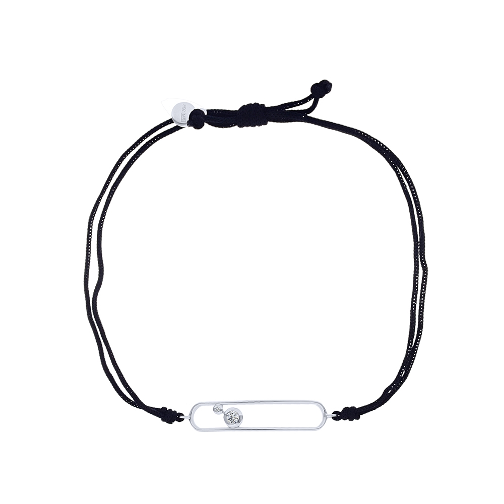 Brățară din argint  cu pietre Cubic Zirconia Incolor, Textil