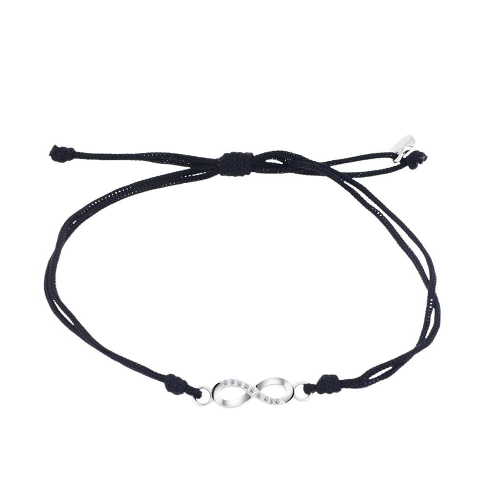 Brățară din argint  cu pietre Cubic Zirconia Incolor, Textil