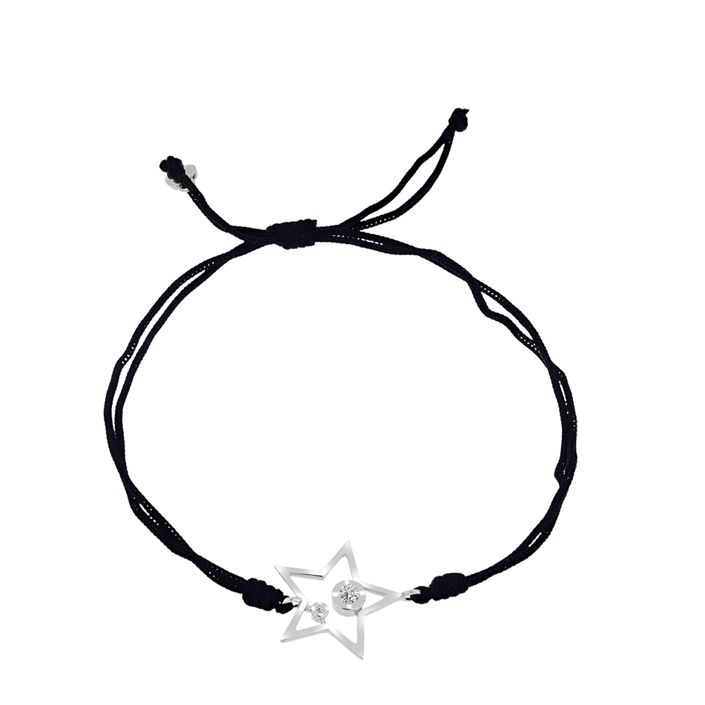 Brățară din argint  cu pietre Cubic Zirconia Incolor, Textil